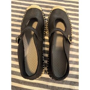 Free Assembly Womens Black Mary‎ Jane Espadrille Flats Buckle Strap Size 8.5